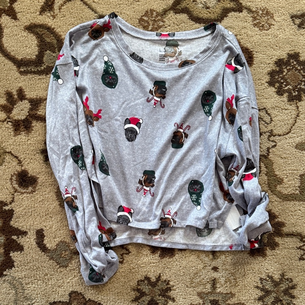 Gilly Hicks Festive Gray Kids Long Sleeve Tee